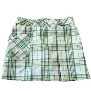 Lole Green Plaid Skort Sz 6 Golf Tennis Pickle Ball UPF 50+ Water Repellent